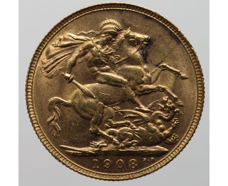 Sovereign 1908P, Perth Mint, Australia, nEF, ink marks, light scratch.