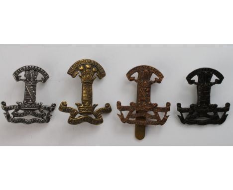Leicestershire Yeomanry 4 different original hat badge, includes a bronze Officer's badge with fold-over lugs (3 of these bad