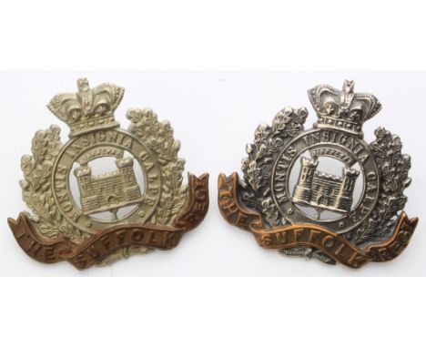 Suffolk's - 2 O/R original Hat badges, Victorian crowns, 2 Towers variety.  