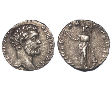 Clodius Albinus 195-196 A.D., former governor of Britain c.193 A.D., silver denarius, Rome Mint 194 A.D., reverse:- Minerva, 