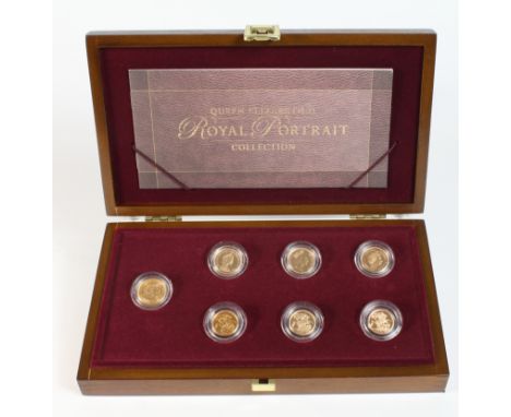 Queen Elizabeth II Royal Portrait Collection. The seven coin set comprising Sovereigns (4) 1958 Unc, 1982 Proof, 1986 Proof, 