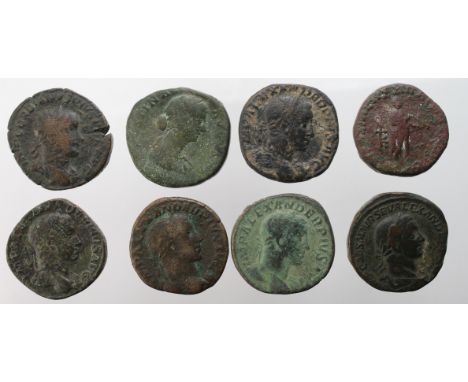 Roman Imperial sestertii of Crispina, Severus Alexander x 5, Gordian III and an Indo-Greek bronze, Fair to F [8]
