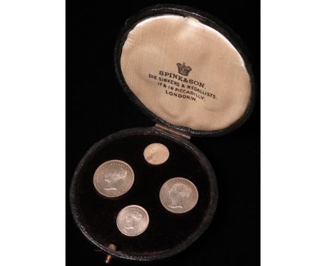 Maundy Set 1838 AU, small mark on 3d portrait, with an early Spink & Son round case 'THE ROYAL MAUNDY MONEY'