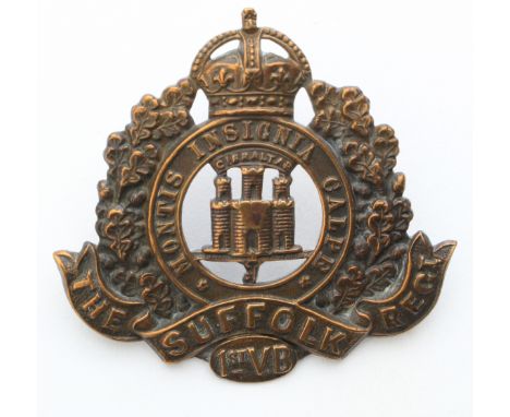 Suffolk's - O/R,  K.C. bronze  1st V.B.  Hat badge.   2 lugs to the reverse.  