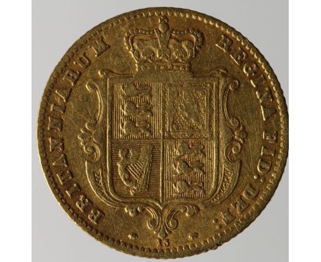 Half Sovereign 1865, die no. 13, GF, a few light scratches.