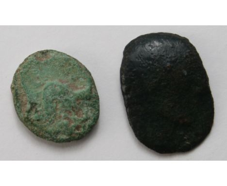 Ancient British Celtic bronze unit of the Trinovantes, Tasciovanus, Romanised Head, right / Horse, VIR below, VA 1820, togeth