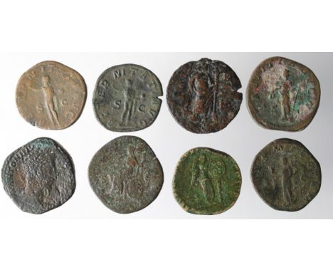 Roman Imperial sestertii, Marcus Aurelius x 2, Commodus, Maximinus I, Gordianus III x 3 and a bronze of Alexandria struck by 