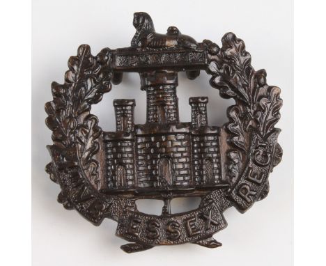 Essex Regt., original  4th V.B. bronze Hat badge, has 2 lugs and screw fitting to the reverse.  