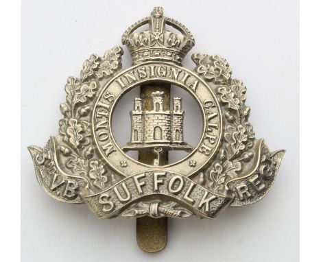 Suffolk's - O/R, K.C., - no Gibraltar scroll 3rd.V.B.  Hat badge, strong slider to reverse. 