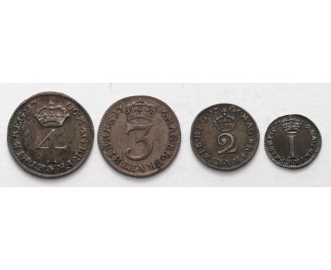 Maundy Set 1706, 1d EF, 2d VF, 3d VF light scratches, 4d VF