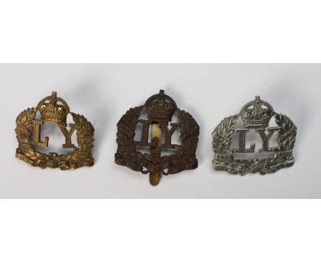 Leicestershire Yeomanry 3 original hat badges, bronze, white metal and brass. 