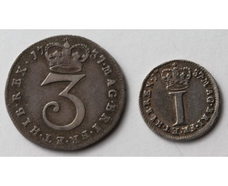 Maundy Oddments (2): Threepence 1737 GF, and Penny 1737 VF light porosity.