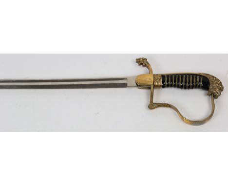 Sword  German imperial pattern blade engraved YZERHOUWER in its metal scabbard  