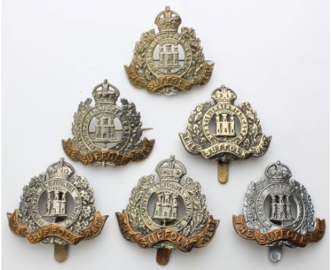 Suffolk's - 6 O/R ,  K.C. Hat badges, 2 are broached.  