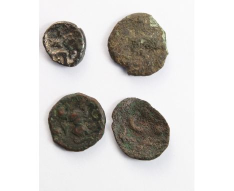 Ancient British Celtic bronze unit of the Trinovantes, Tasciovanus, Celticized head / Warrior on horseback with spear, VER be