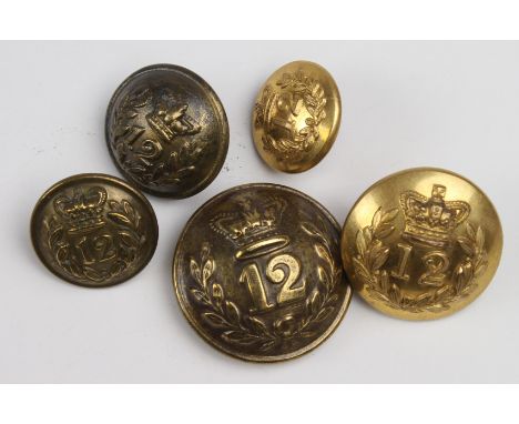 Suffolk's - (East Suffolk's) Regiment of Foot (1855-1881), 2 officers gilt buttons , large & small and 3 O/R  large & 2 small