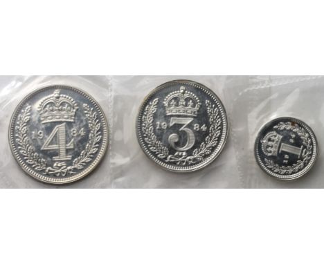 Maundy Set (partial) 1984 : 1d, 3d and 4d, FDC in sealed packets, some light toning.