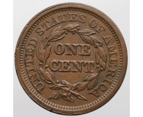 USA Large Cent 1846 small date, brown EF, light scratch.