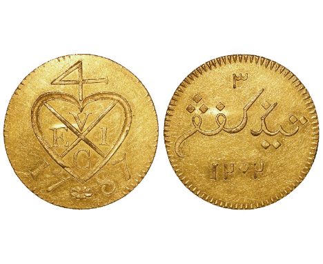 East India Company, Sumatra (Indonesia) gilt copper proof 3 Keping 1787 EF, light rubbing on the high points.