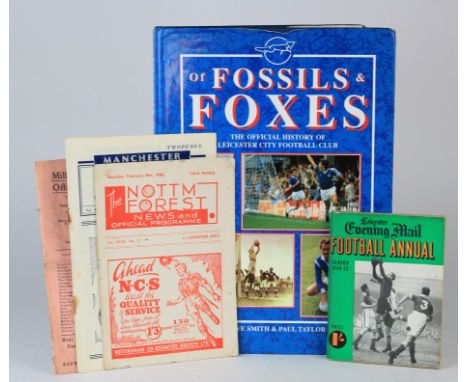 Leicester City selection. Away programmes at Man City 28/12/1946 Millwall 04/04/1947 and at Notts Forrest 28/02/1948.  Sold w