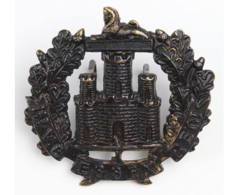 Essex Regt, original 1st V.B. Plume Holder (poss.) bronze Hat badge.  