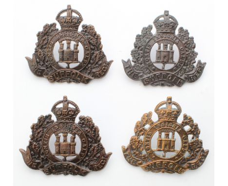 Suffolk's - 4 K.C. bronze Officer's Hat/Collar badges (possibly 2 & 2)  