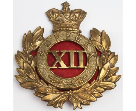 Suffolk's - original Victorian O/R Shako Bandsman's  Plate/Pouch badge for   12th Foot c. 1869 - 1878. 