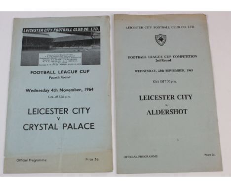 Leicester City League Cup 4 page difficult to obtain programmes v Aldershot 2nd round 25/09/1963 and v Crystal Palace 4th rou
