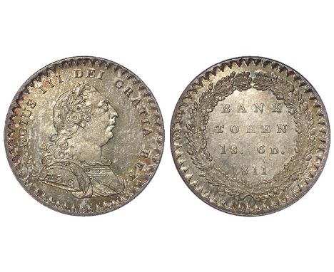 Bank Token, 18d 1811 GEF with light scratches under magnification on reverve and with the obverse Prooflike 