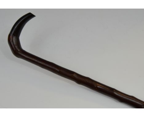 A blackthorn  walking stick,  horn handle, 104cm long