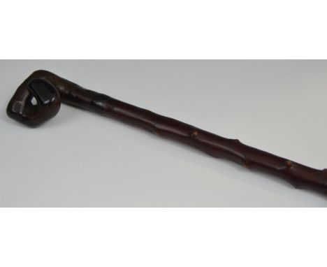 A blackthorn walking stick, twisted handle,  115cm long 