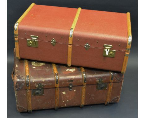 Vintage Luggage - an early 20th century banded steamer trunk; another (2)
