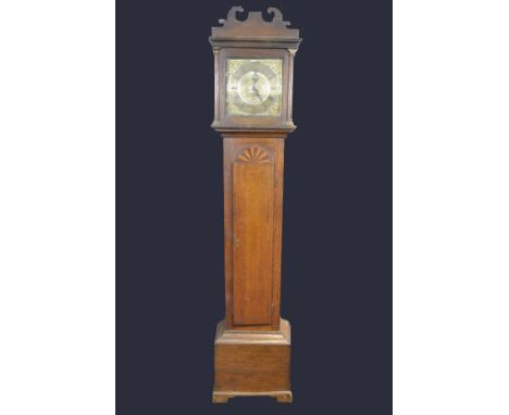 A George III oak longcase clock, the 25cm square brass dial with Roman numerals inscribed Thomas Draycot, Wells, date apertur