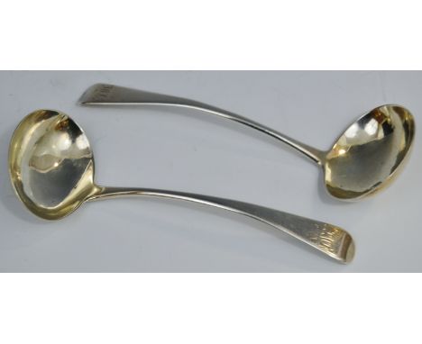 A pair of silver  George III Old English pattern sauce ladle, London 1805 