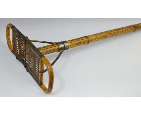 A Victorian bamboo shooting stick, rattan seat, 83cm long, c 1890