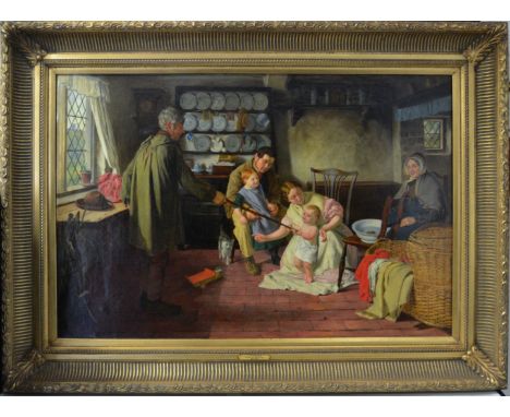 Charles Rossiter (British, 1827-1890)A Helping Handsigned, oil on canvas, 72.4cm x 92cmThe artist Charles Rossiter has had a 