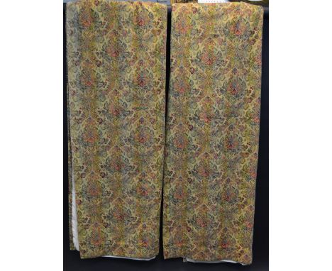 A pair of tapestry type curtains, 128cm wide, 200cm drop