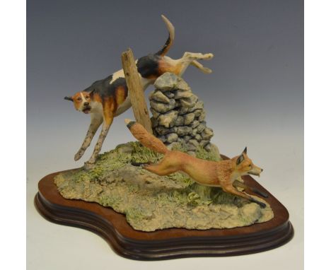 A Border Fine Art model, Fox and Hound,  designed by E Macallister, limited edition 279/500