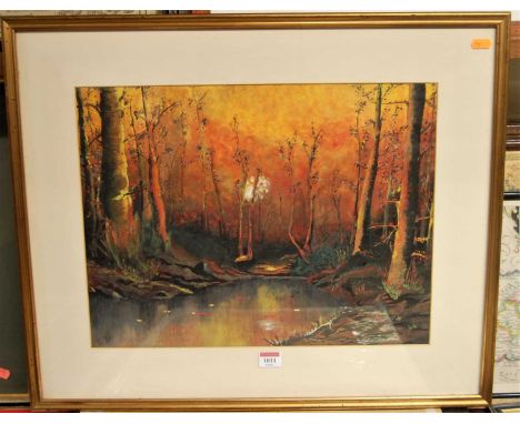After Arthur Elsley - children playing, reproduction print, together with contemporary landscape (2)