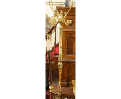 An onyx and gilt metal freestanding pedestal hat-stand, in the French taste, h.180cm; together with an onyx and gilt brass Co