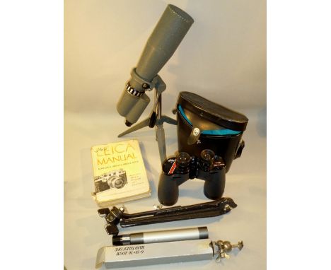 SWIFT NEPTUNE MARK I 7 x 50 BINOCULARS, CASED, 30 x 60 MONOCULAR, ORBIT 6-18 x 30 ZOOM TELESCOPE AND OTHER ITEMS INCLUDING A 