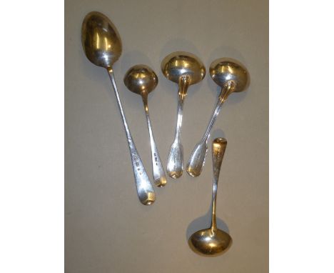 GEORGE III SCOTTISH PROVINCIAL BASTING SPOON BY CHARLES JAMIESON, INVERNESS CIRCA 1810, SIMILAR TODDY LADLE BY JAMIESON, SAUC