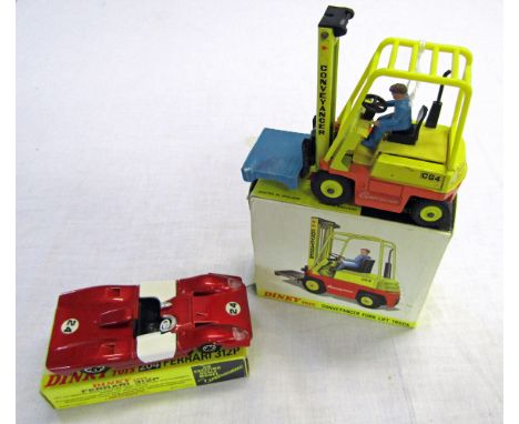 Dinky Toys x 2: to include conveyancer fork-lift truck No 404 with pallet load and driver in fair yellow box together with Fe