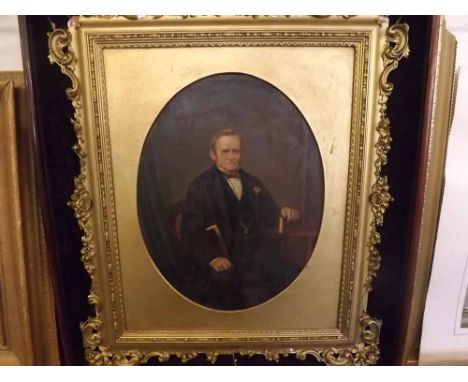 19th CENTURY ENGLISH SCHOOL, oil over photographic base, Portrait of a Gent, 11  x 8  