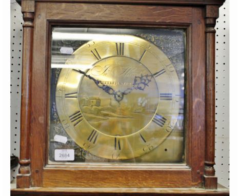 Late 18th century oak cased 30 hour longcase clock, Jno Huxtable   Chittlehampton, the hood with ogee moulded pediment over d