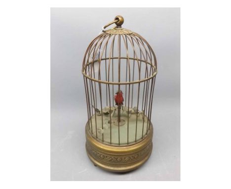 Reproduction automaton singing bird in cage, 11  high 
