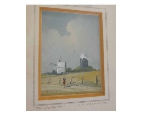 H K KASPARIAN, signed, watercolour,  The Windmills , 3  x 2  
