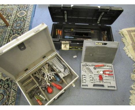 Hand tools to include spanners, screwdrivers, Allen keys and other items in two cases 