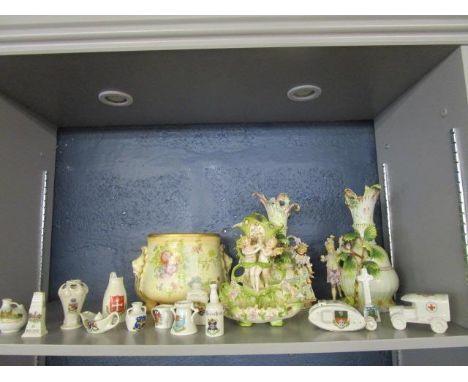 Crested china to include a model of a World War 1 tank, a military vehicle and other ceramics 