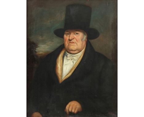 English School (19th century)Portrait of a man, wearing a top hatOil on canvas91.5cm x 71 cm.